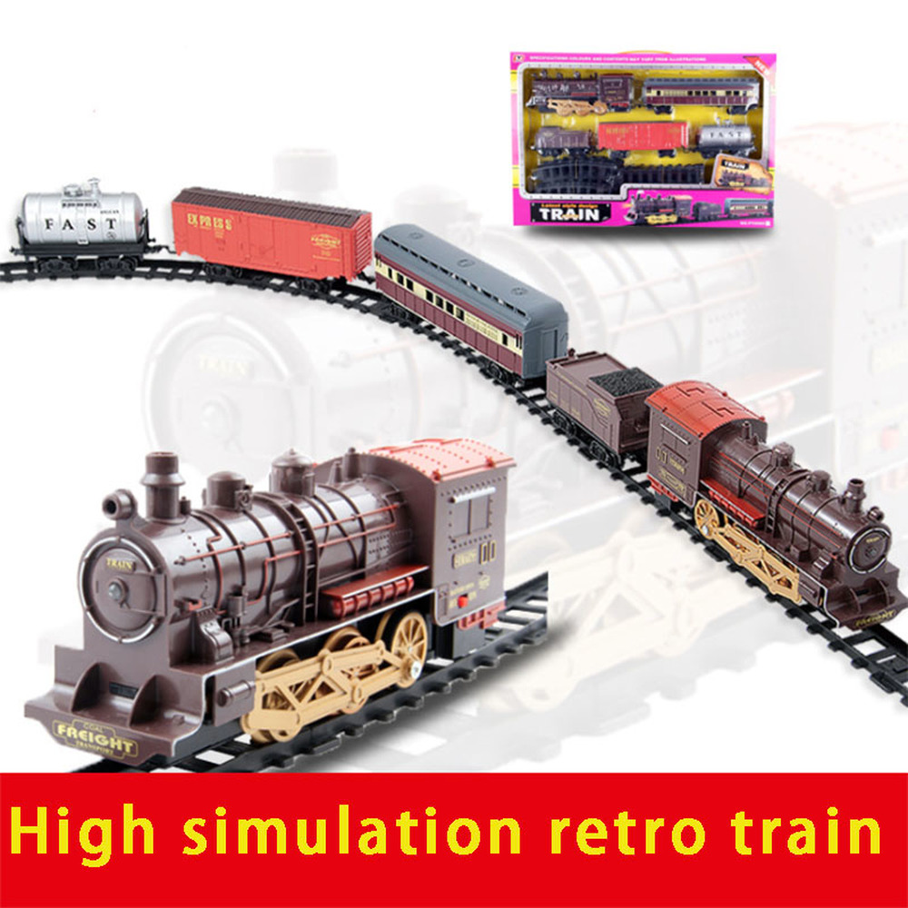 전기 시뮬레이션 철도 증기 기차 모델 전자 기차 세트 조립 장난감 어린이 장난감 클래식 레일 자동차